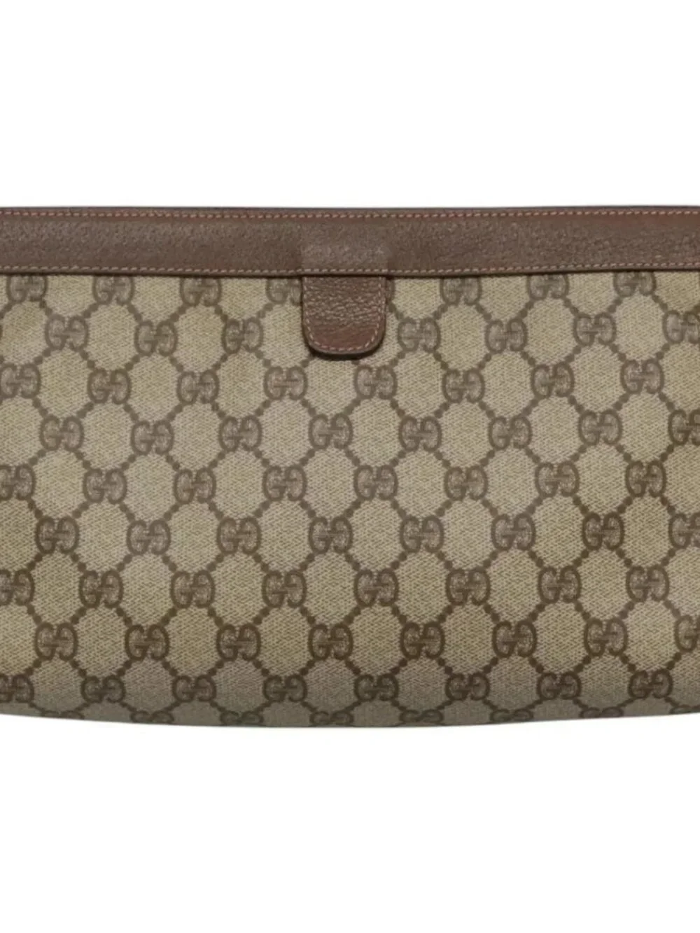 GUCCI GG Supreme Web Sherry Line Clutch Bag PVC Beige Red 156 01 033 Auth MY044
